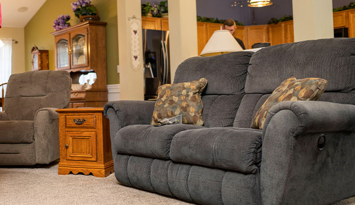 Clean sofa in the living room.