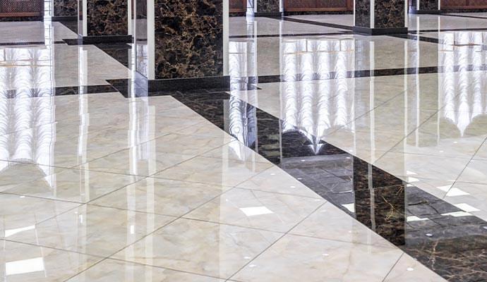 Polished marble floor