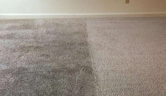 Noticeable contrast in carpet color before and after cleaning