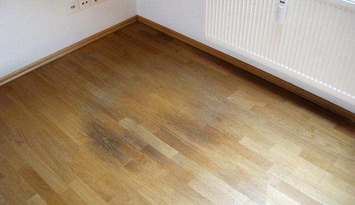 Wooden floor with black stain