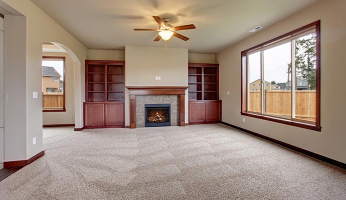 Clean carpet in living area