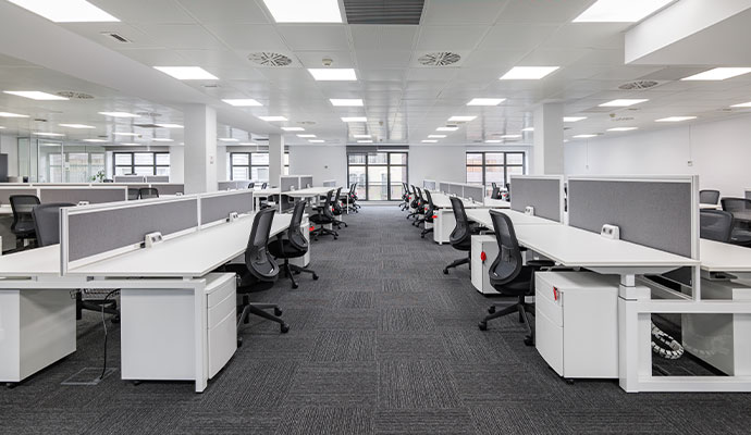 Cleaned carpet in an office room