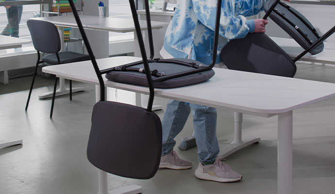Classroom furniture cleaning