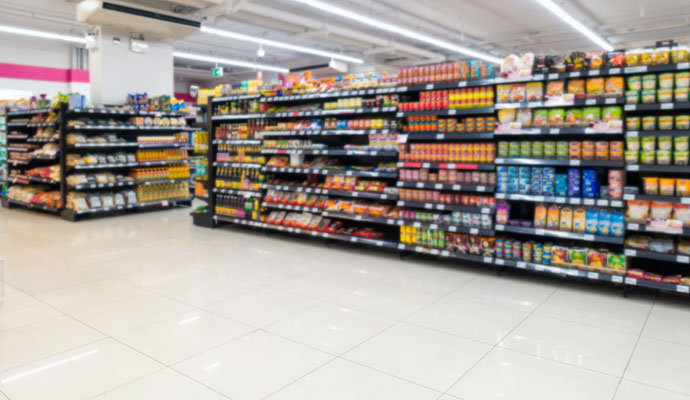 Clean tile floor in retail store
