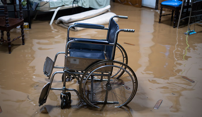 Flood water in a hospital