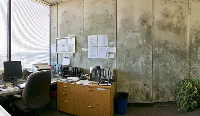 Severe mold growth on government office wall panels