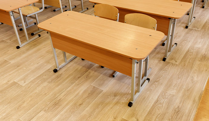 Wooden floor in a classroom