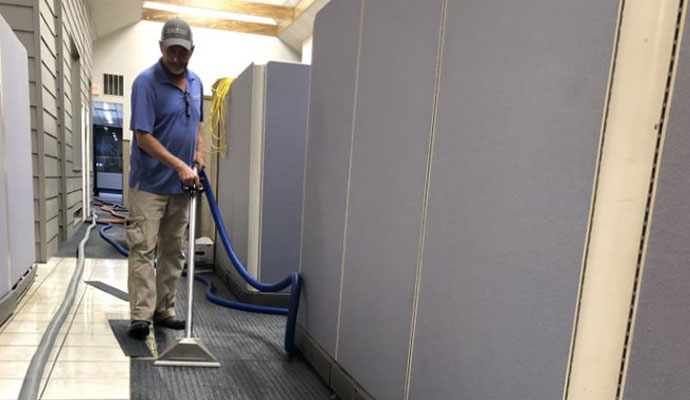 Commercial office carpet cleaning service.