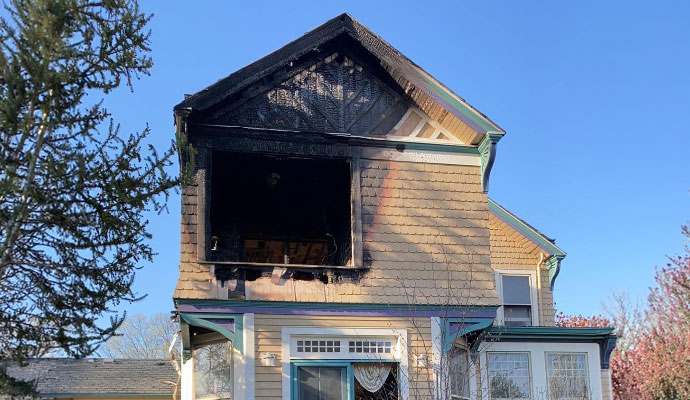 Fire damaged house