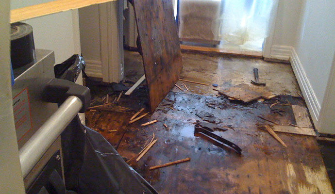 water damaged floor