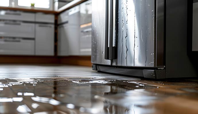 Leaking refrigerator water damaged kitchen floor