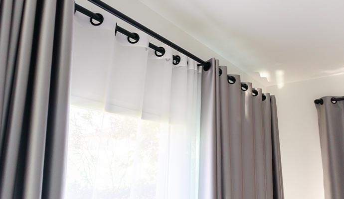 Professionally cleaned layered drapery