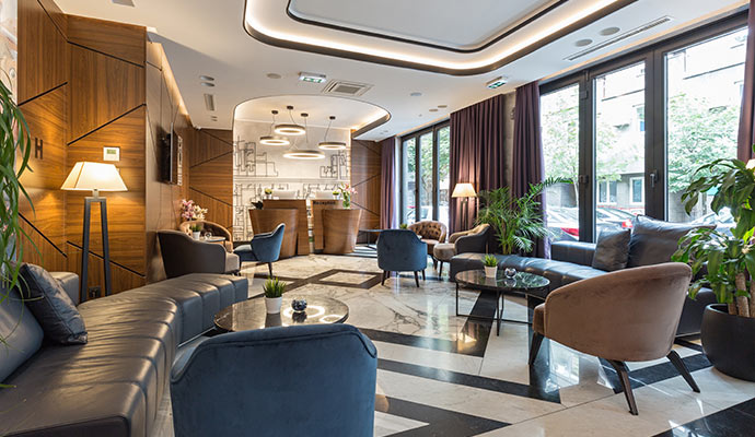 Reception of a luxurious hotel
