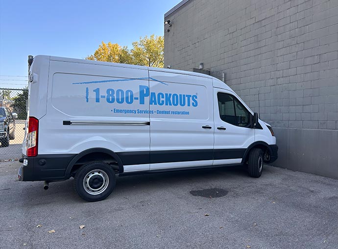 Content restoration service van parked outside