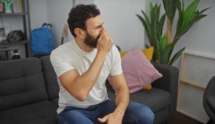 Person experiencing smoke odor