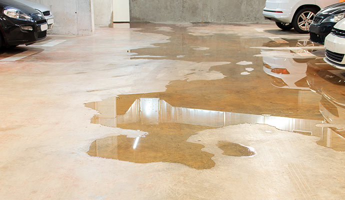 Water damaged garage floor