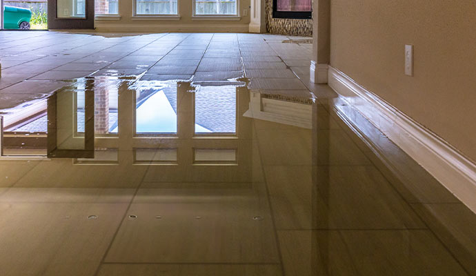 Water damaged tile floor