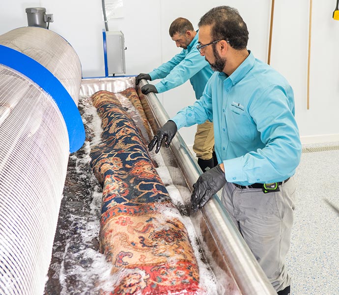 Rug deep cleaning with equipemnt