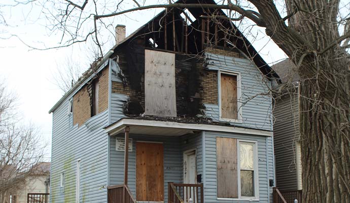 Boarded up house