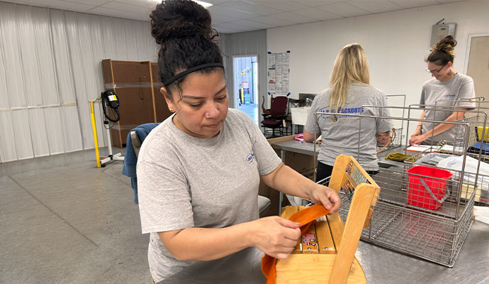 Team cleaning and restoring contents.