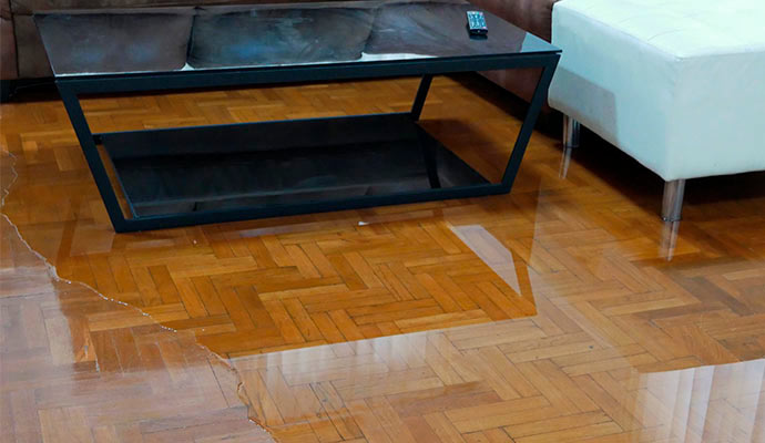 Wooden floor damaged by water